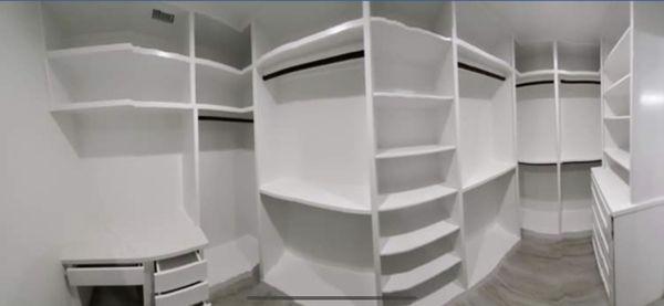 Beautiful remodeled closet shelves and drawers.