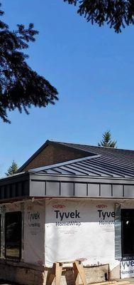 Standing seam metal roofing commercial property.