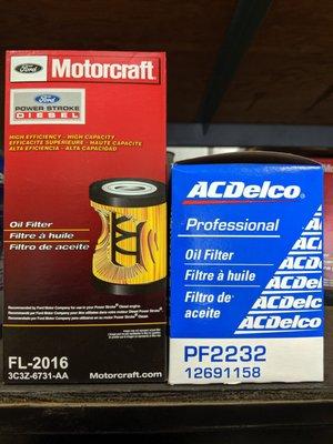 Oil changes, fuel filters, air filters, cabin air filters