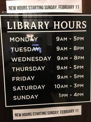 New hours -- open 7 days 2/18!