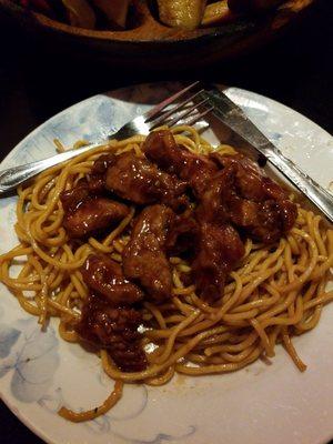 Beef with broccoli and garlic noodles are amazing.