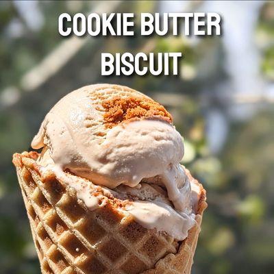 Cookie Butter Ice Cream in a waffle cone. Made with Biscoff Cookies. Need we say more?