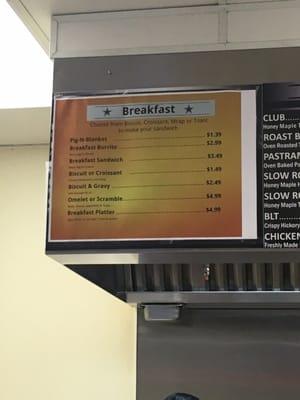 Breakfast menu- they're so flexible they'll make anything you want!