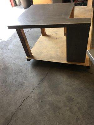 Our client, who does professional wood work had us cover this tapered table with 12 gauge cold roll steel.