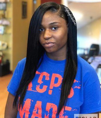 Side Part Natural Sew In