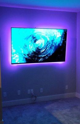 Custom LED TV Backlights! For a contemporary look and great ambient light add a LED TV Backlight! Give us a call (833) HANG-TVS