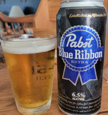 Pabst Blue Ribbon Extra Lager.