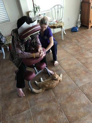 90 year old, Geriatric chair massage!