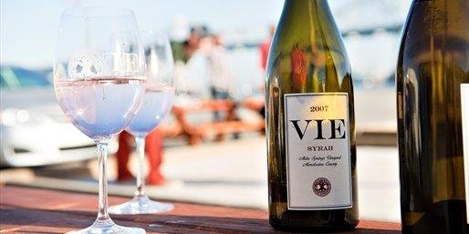 VIE Winery has outdoor seating along the San Francisco Bay waterfront