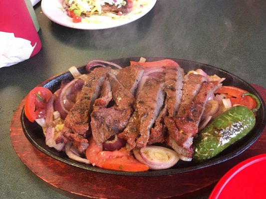 Carne asada plate. Came with rice, beans, fresh avocado slices and pick de Gallo.