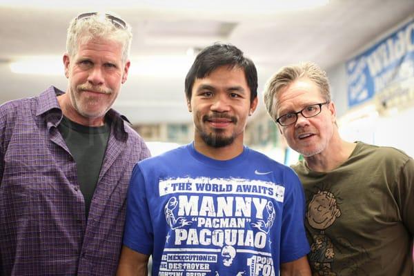 Ron Perelman manny Pacquiao and Freddie Roach at the Wild card