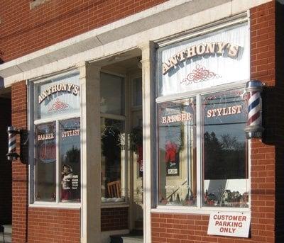 Anthony's Barber Stylist storefront at 54 Front Street in Ashland, Massachusetts.