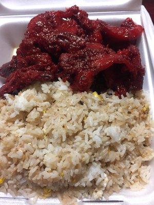 Garlic fried rice and Tocino