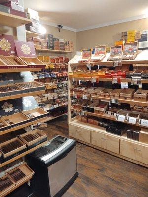 Well Stocked humidor with classic brands and hard to find boutiques!