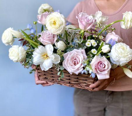 Custom flower basket for baby arrival