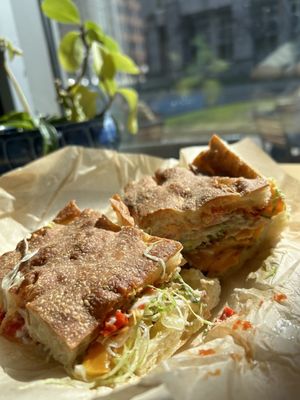 Vegetalian on focaccia bread