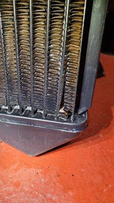 A brand new radiator that leaked in two separate places.