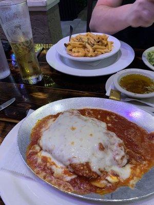 Meat lasagna and penne vodka