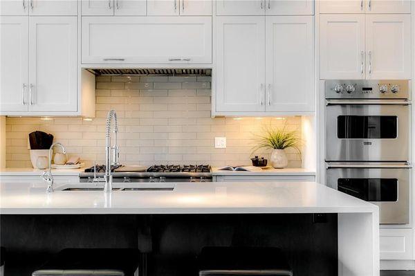 Kitchen with Subway tile backsplash