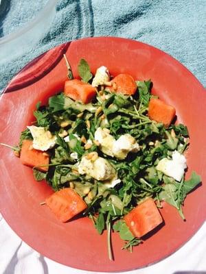 Watermelon and goat cheese salad