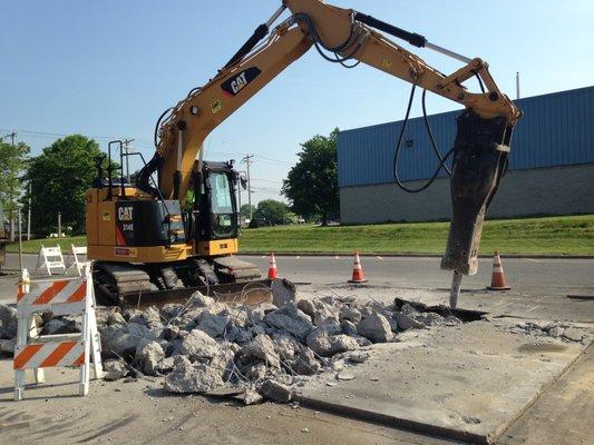 Chopping through extra thick concrete requires the heavy equipment to get the job done!