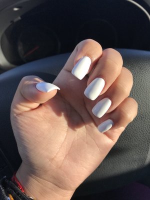 Clean and crisp white acrylic nails. So in love. Lisa did an amazing job!!