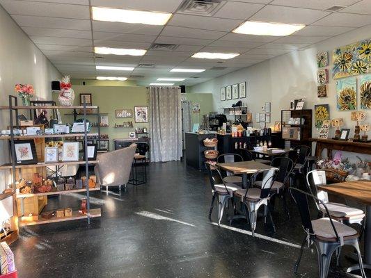 Interior view of the cafe and artisan gallery at The Desert Moon Emporium