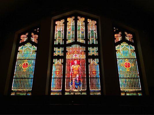 Stained glass windows by Louis Comfort Tiffany. It is one of only 3 windows by Tiffany in all of Princeton.