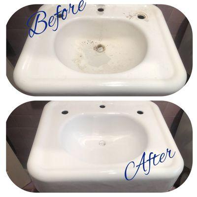 Pedestal sink refinishing