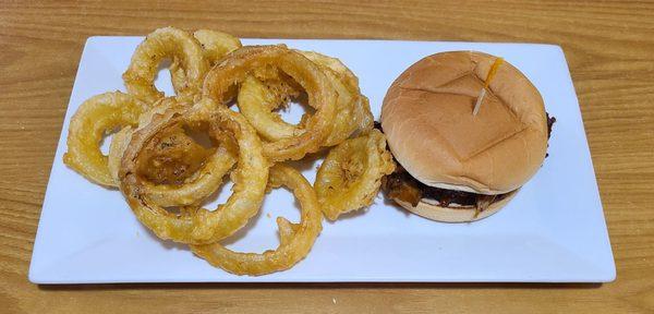 Special that day  BBQ Pulled Pork  with onion rings