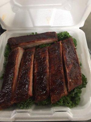 House rub and BBQ sauced St. Louis ribs