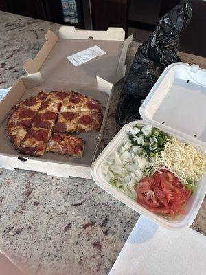 Pizza and Salad.