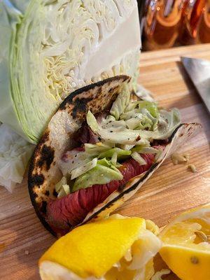 Prime Ribeye- Topped with house sesame slaw.