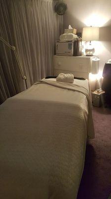 Spa room is ready for its next facial... relax and unwind.