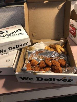 boneless wings and fries