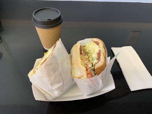 New York special sandwich and hot chocolate