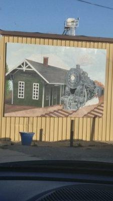 Ellsworth Depot.  Painting is on the  side of the Nugget Bar and grill.  Looks Great!!