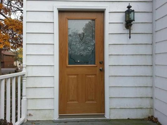 Insulated steel door. Wood grain interiors and exteriors available. Many decorative glass options!