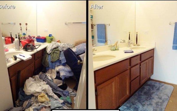 Before and after bathroom cleaning