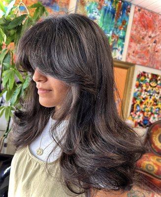 Beautiful 70s inspired cut and blowout