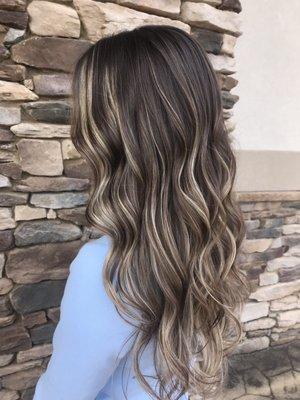 Brunette with blonde highlights