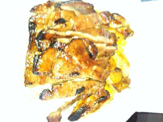 Buk Buk kitchen:  chicken & pork combo with 3 scoop rice and corn $12