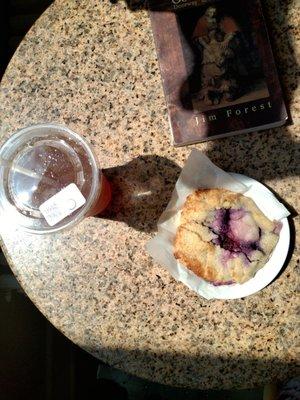 Frangipane and arnold Palmer with blueberry syrup. Tastes like Sunday!