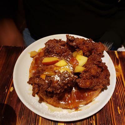 Chicken and Waffles. The coating on the chicken was so light and crumbly and the waffles were like eating air because they were so soft.