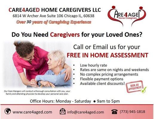 Need Caregivers? Give us a call for your free in home consultation! (773) 945-1818