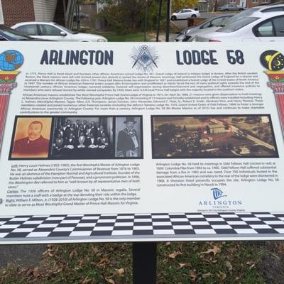 Plaque at street before entrance of Lodge 58.