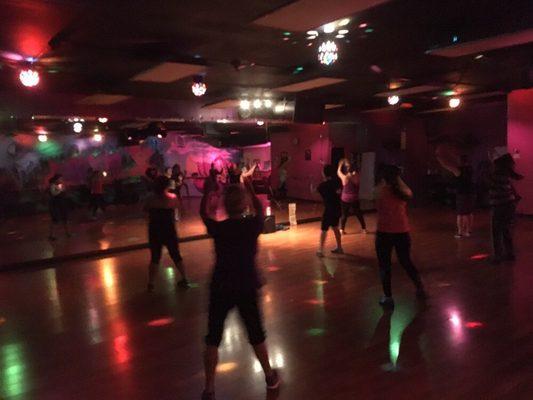 Zumba Class. Dancing with the lights down low!