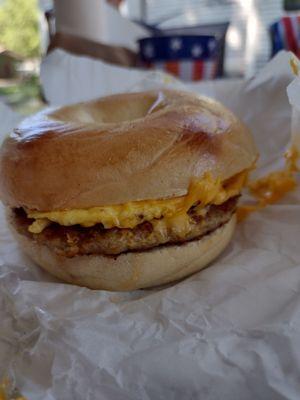 Sausage egg and cheese bagel