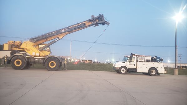 It's a beautiful morning to adjust a parking brake on a beautiful crane!