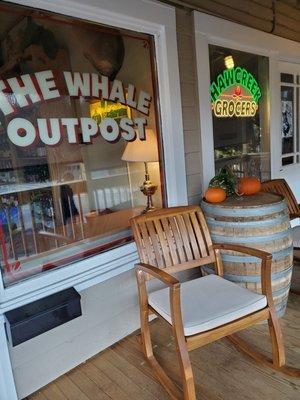 Entrance to The Whale Outpost. Lots of different types of seating.